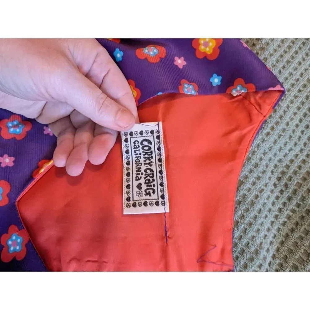 Vintage Corky Craig Women's Small Purple Floral Sleeveless Maxi Dress BOHO - Picture 3 of 6